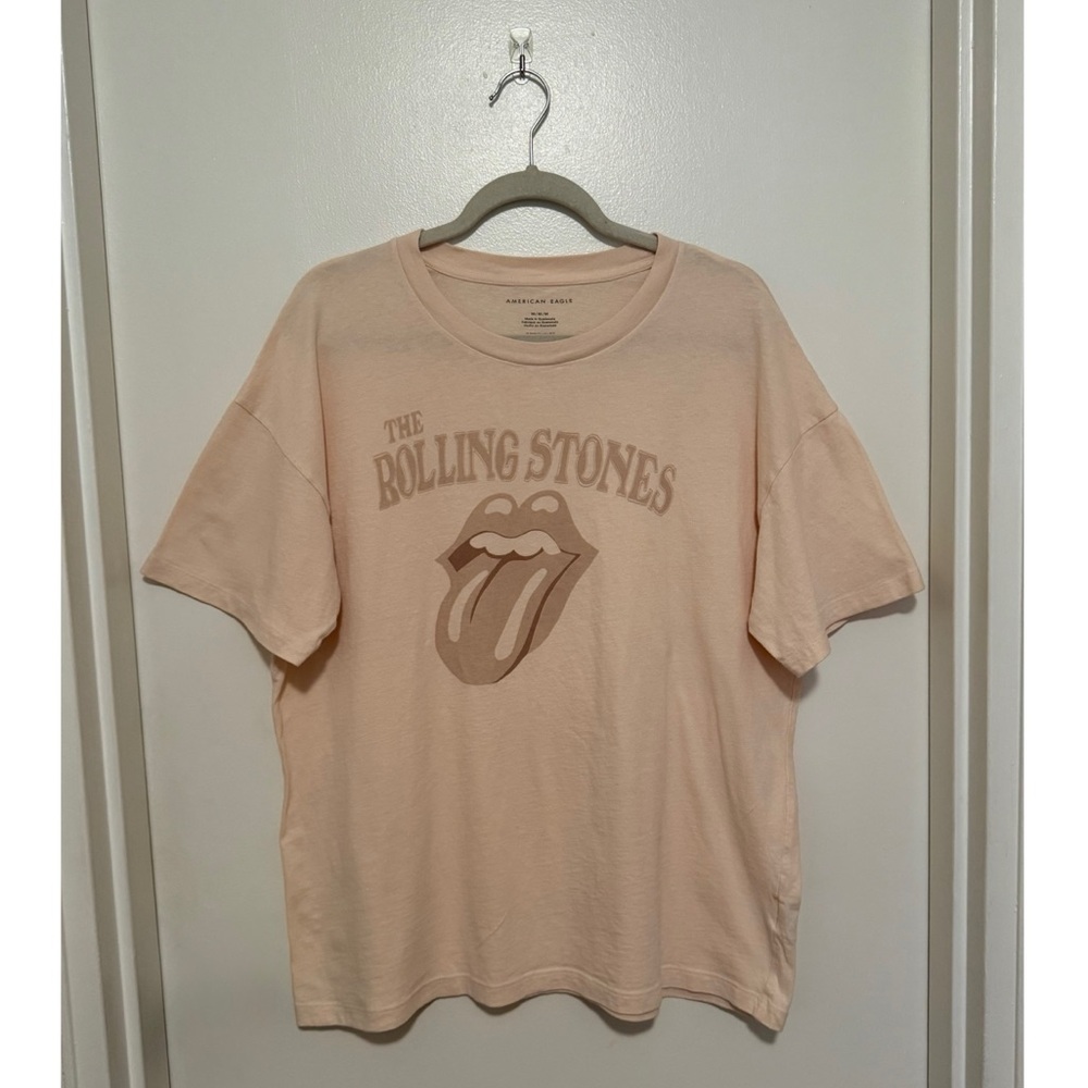 American Eagle Beige Oversized Rolling Stones T-Shirt